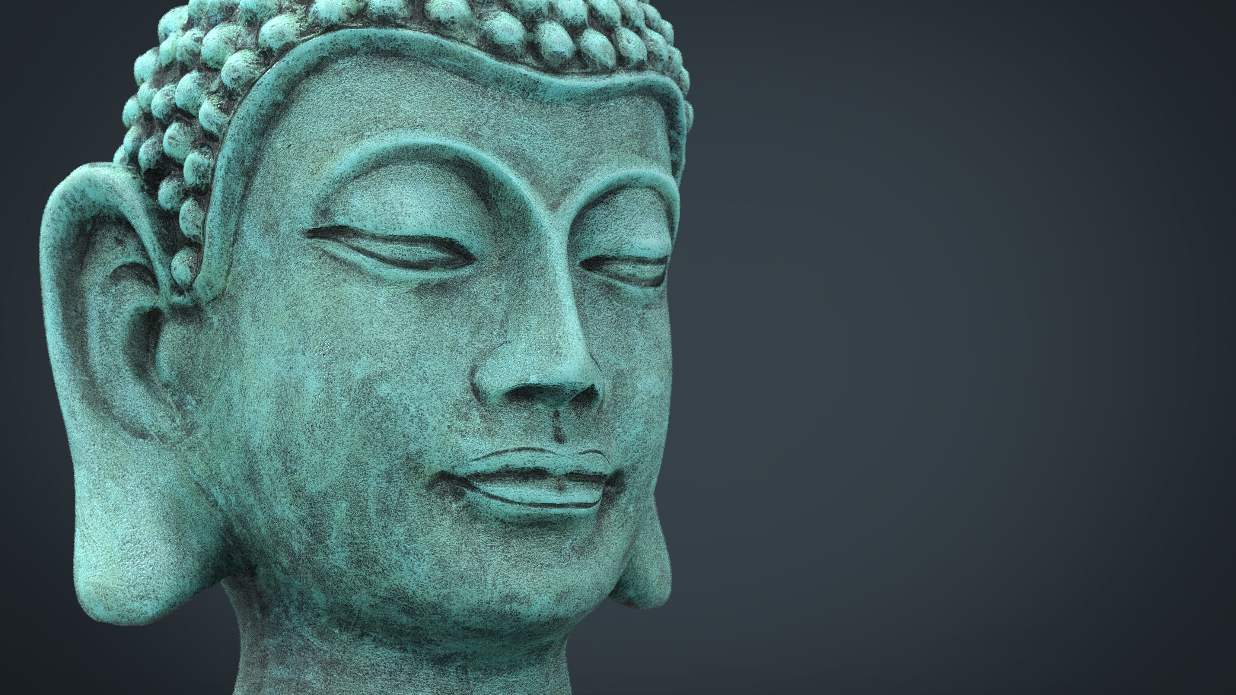 Vintage buddha head Low-poly 3D model_16