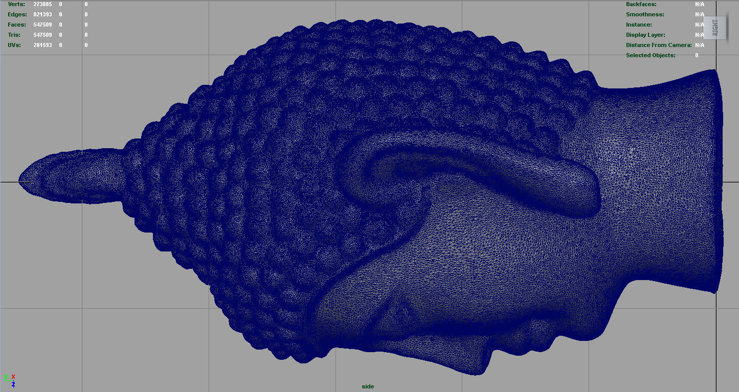 Vintage buddha head Low-poly 3D model_11