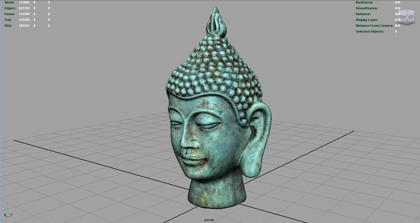 Vintage buddha head Low-poly 3D model_3