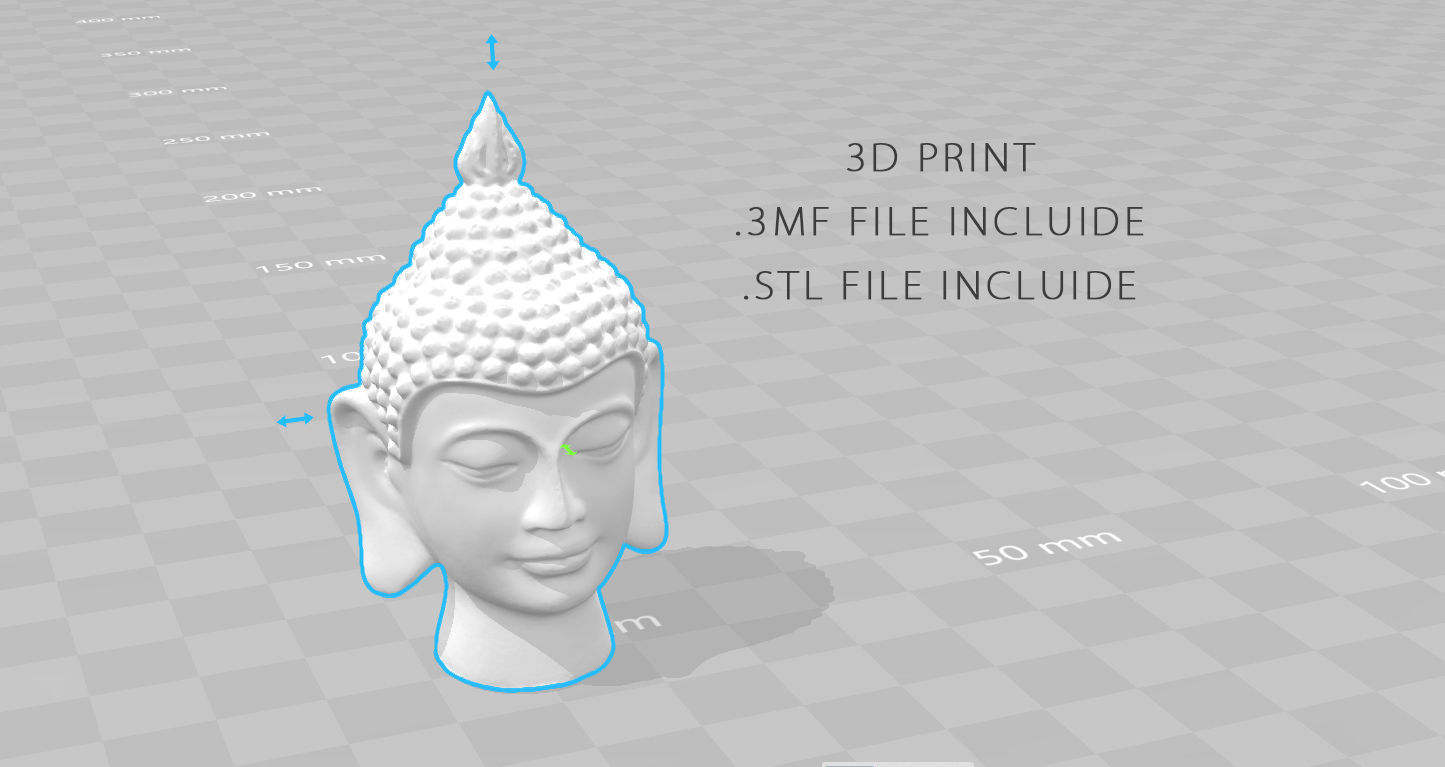 Vintage buddha head Low-poly 3D model_8