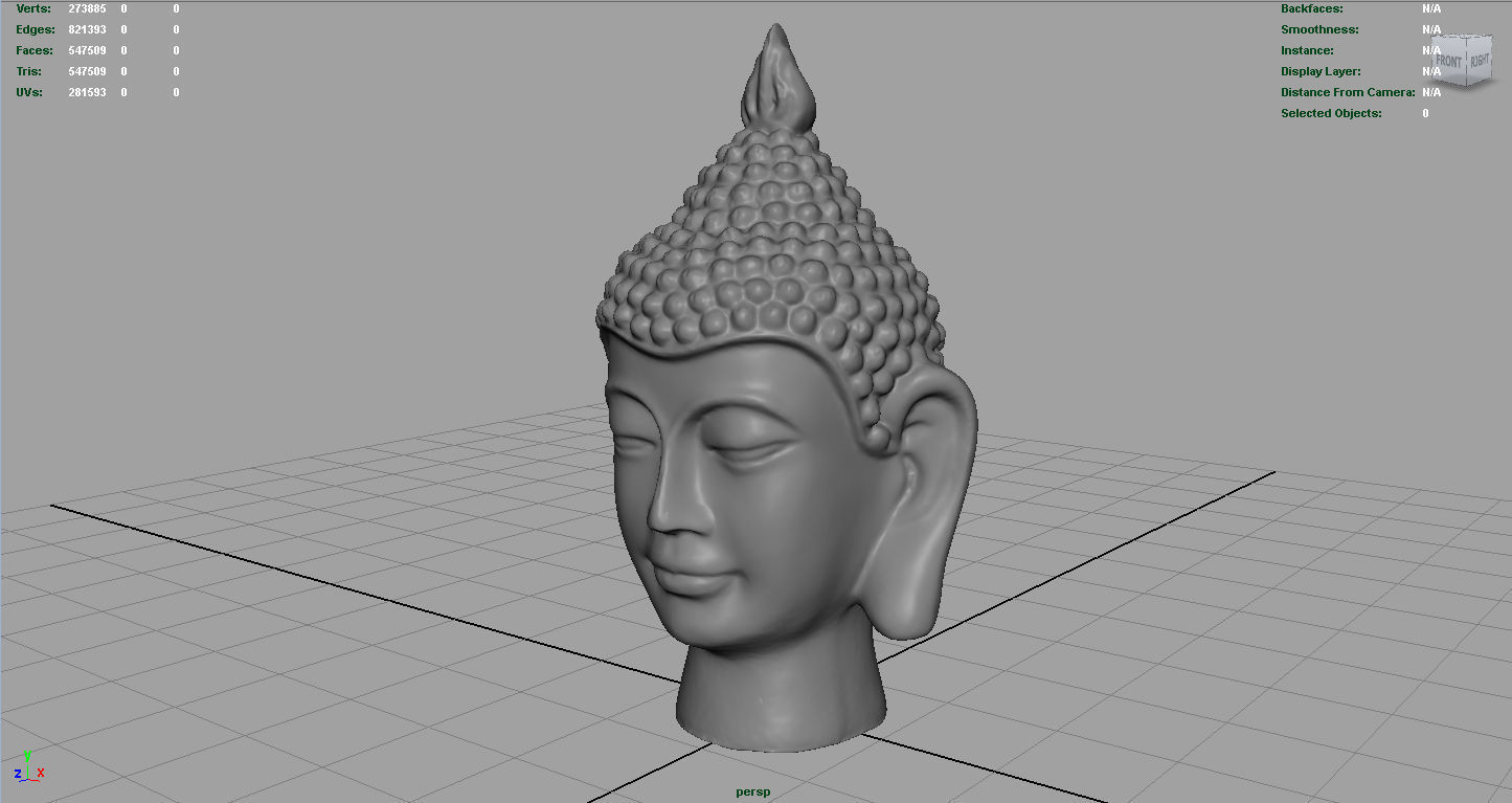 Vintage buddha head Low-poly 3D model_4