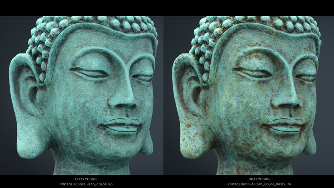 Vintage buddha head Low-poly 3D model