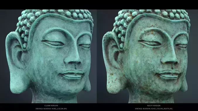 Vintage buddha head Low-poly 3D model