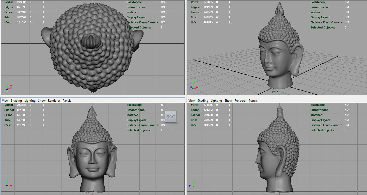 Vintage buddha head Low-poly 3D model_12