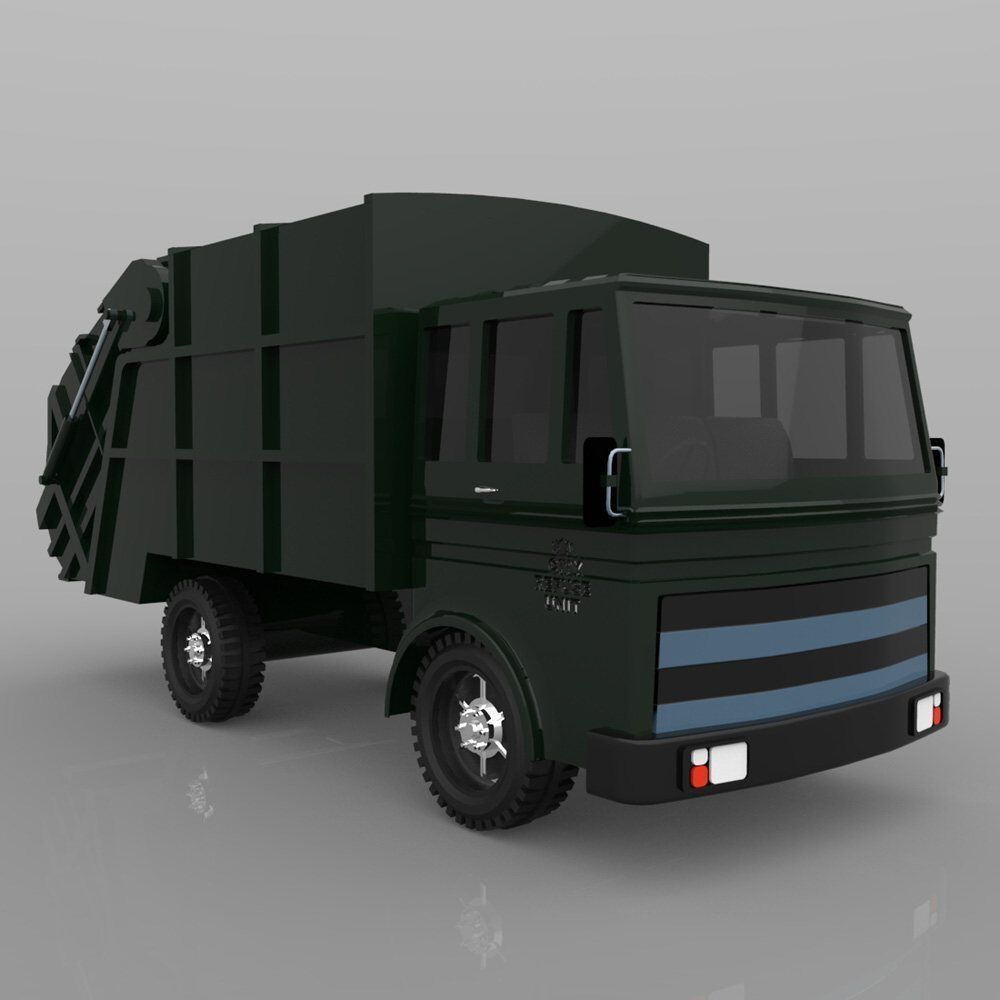 Garbage Truck 1 for 3ds and obj 3D model_3