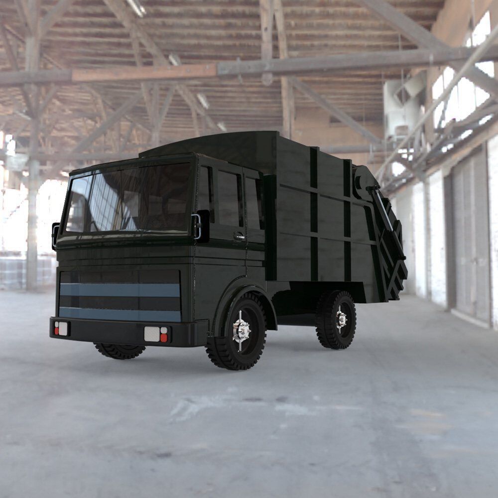 Garbage Truck 1 for 3ds and obj 3D model_2