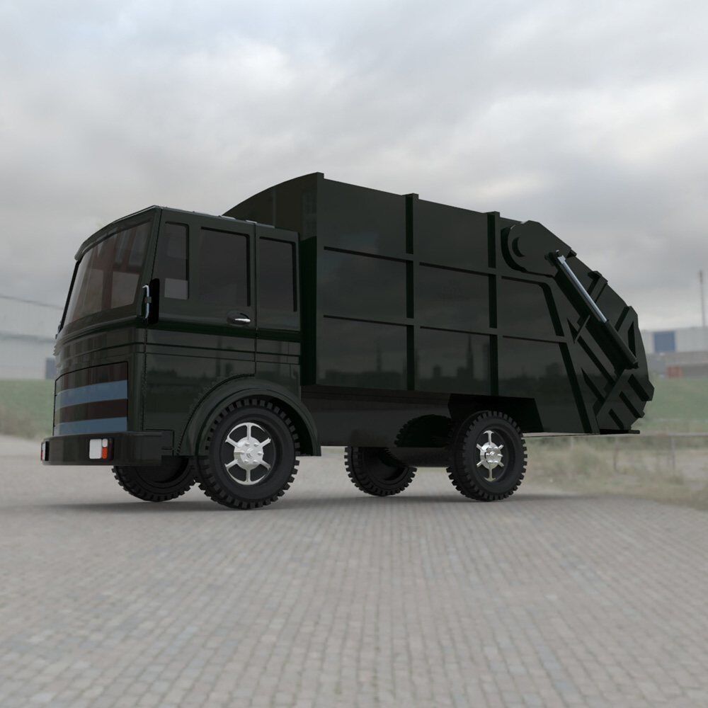 Garbage Truck 1 for 3ds and obj 3D model_9