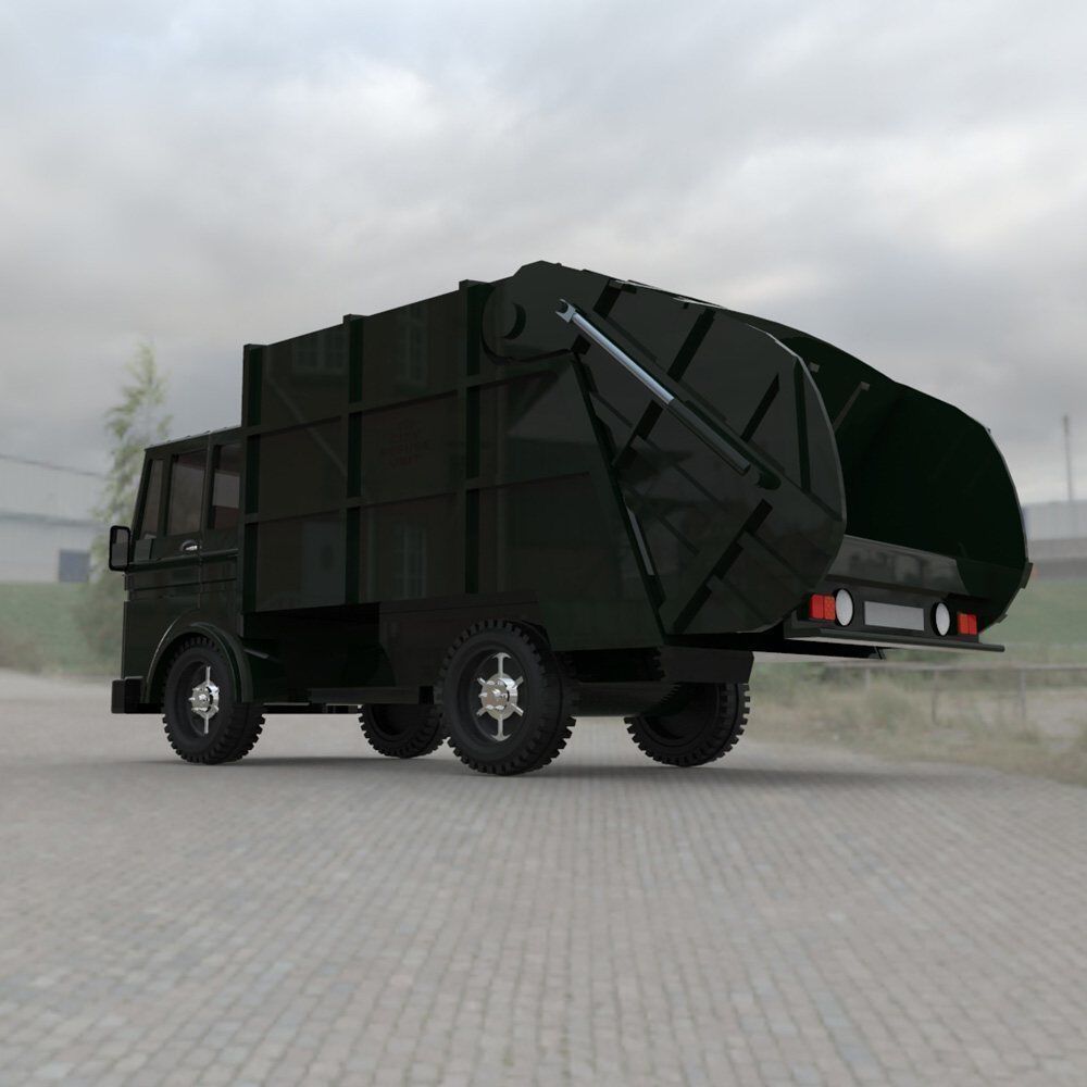 Garbage Truck 1 for 3ds and obj 3D model_10