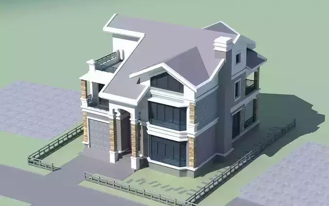 Architecture house with two stories and balcony