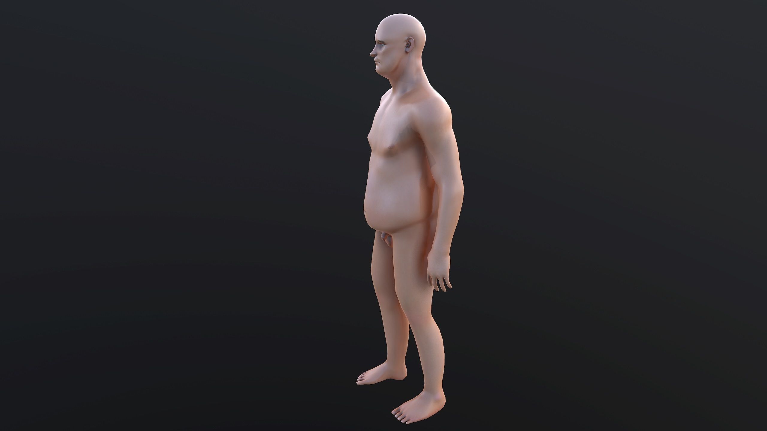 Fat Man Low-poly 3D model_5