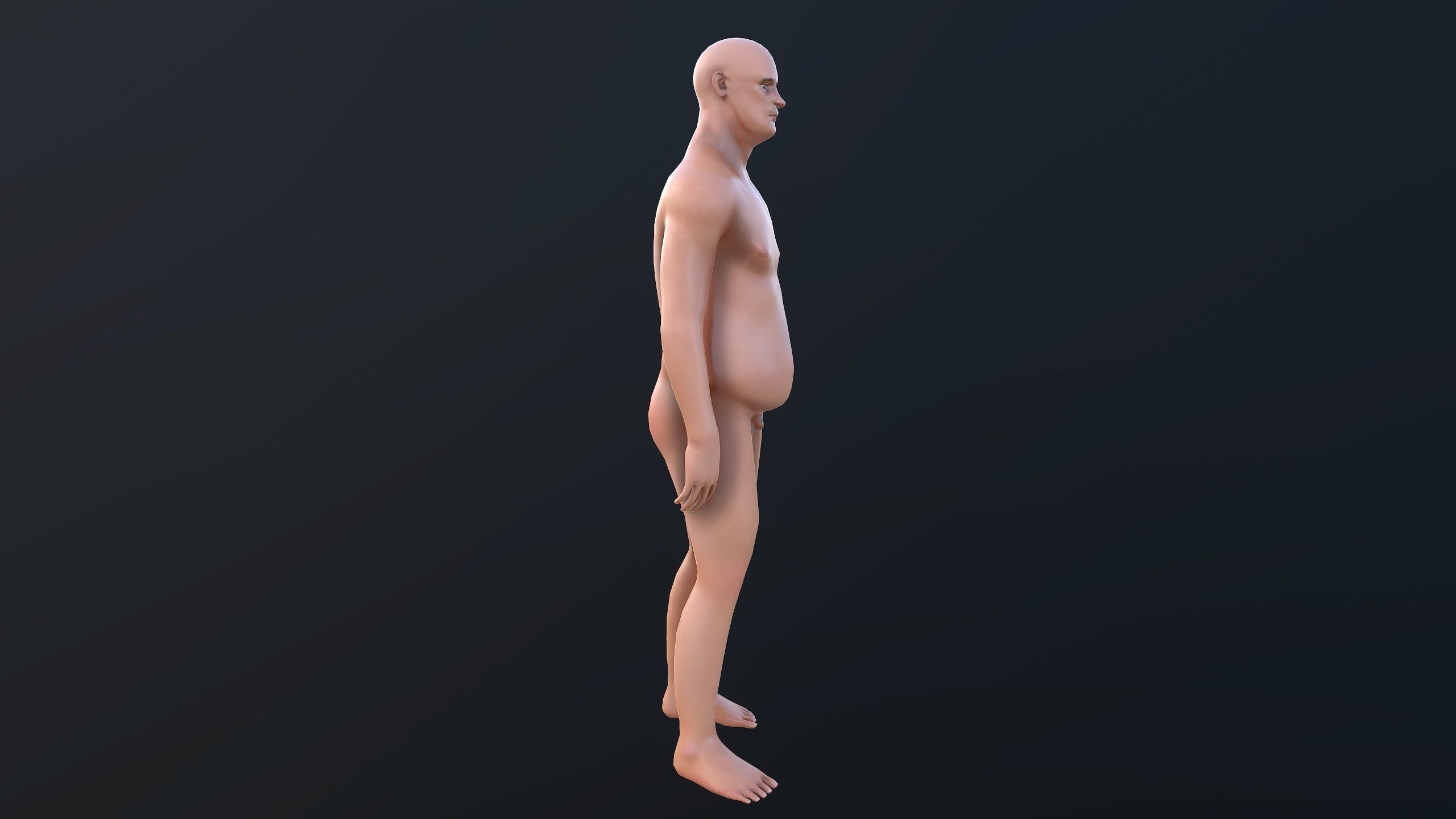 Fat Man Low-poly 3D model_4