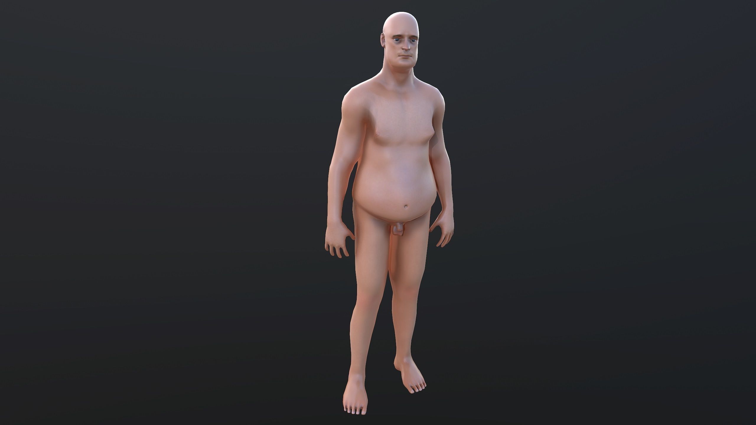 Fat Man Low-poly 3D model_8