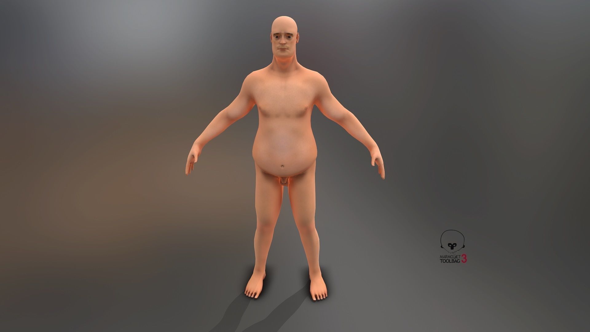 Fat Man Low-poly 3D model_14