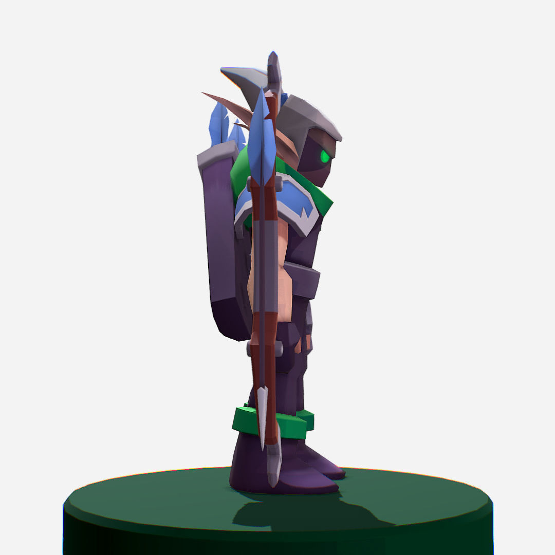 Archer Warrior Soldier Handpaint Cartoon MMO rpg Character Low-poly 3D model_8