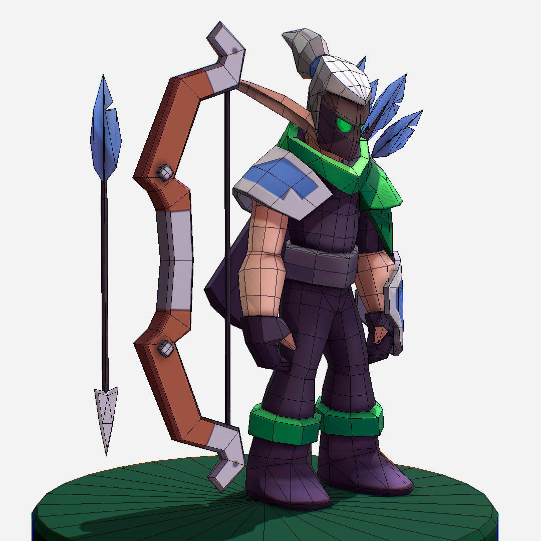Archer Warrior Soldier Handpaint Cartoon MMO rpg Character Low-poly 3D model_25