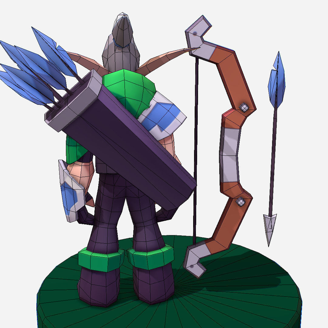 Archer Warrior Soldier Handpaint Cartoon MMO rpg Character Low-poly 3D model_23