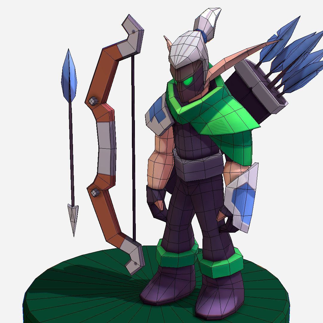 Archer Warrior Soldier Handpaint Cartoon MMO rpg Character Low-poly 3D model_20
