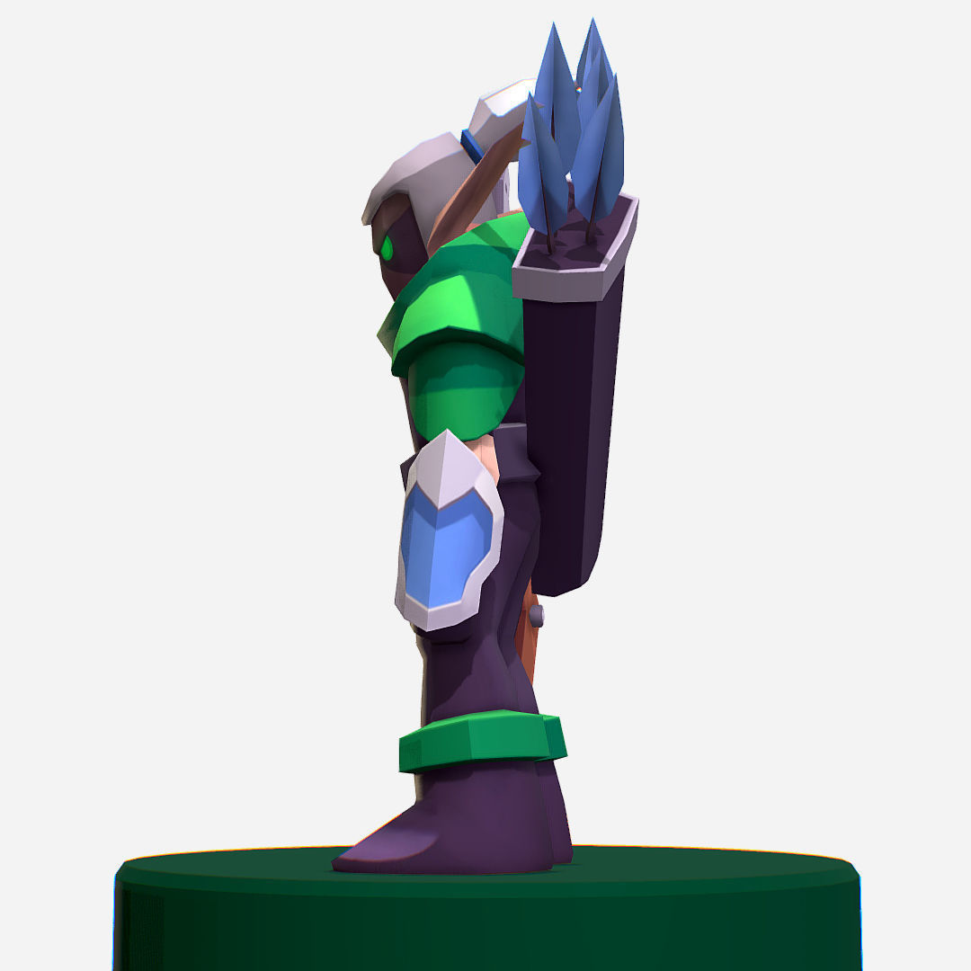 Archer Warrior Soldier Handpaint Cartoon MMO rpg Character Low-poly 3D model_5
