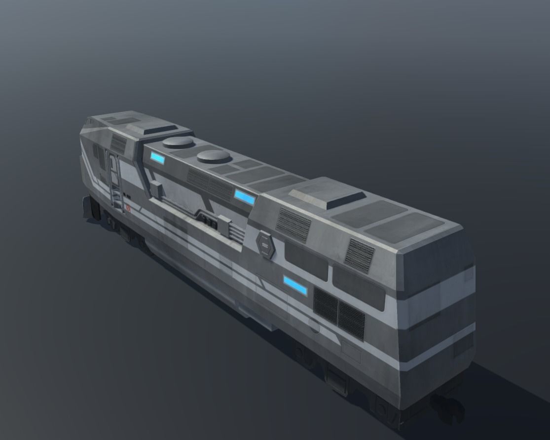 Sci-fi Train Set Low-poly 3D model_6