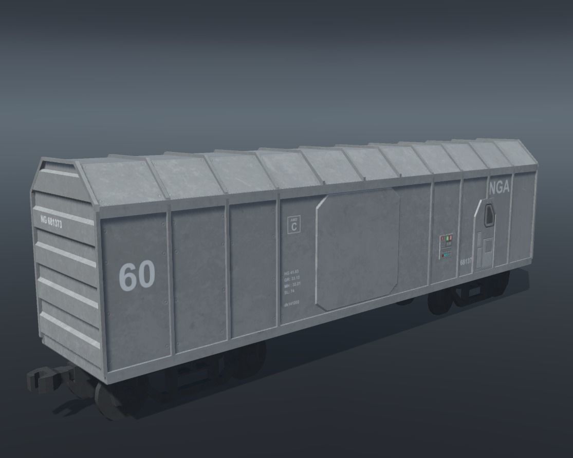 Sci-fi Train Set Low-poly 3D model_8