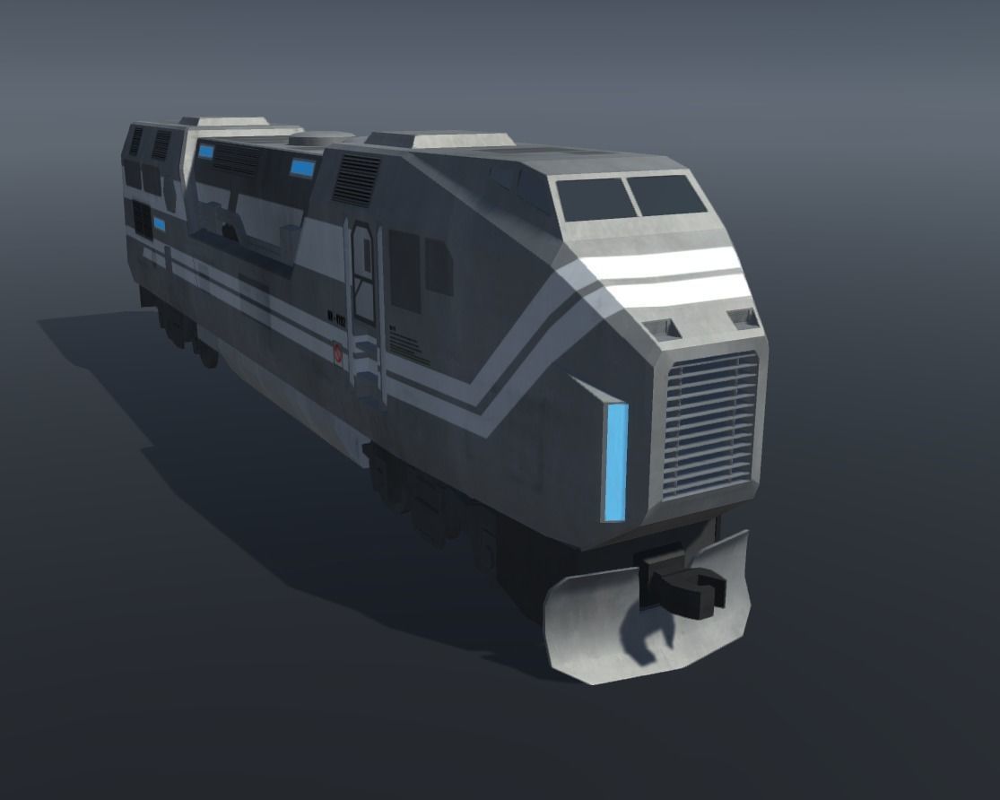 Sci-fi Train Set Low-poly 3D model_3