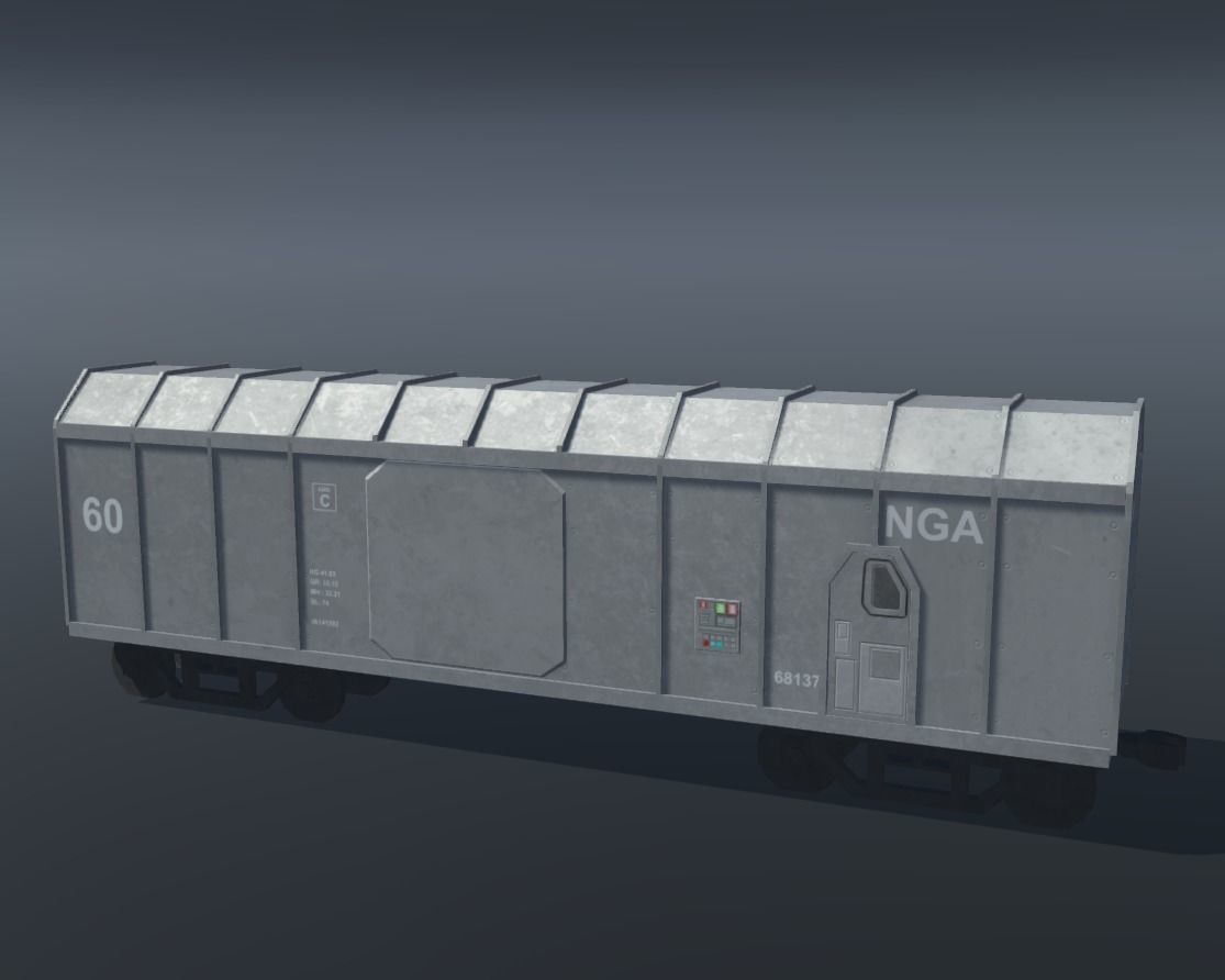 Sci-fi Train Set Low-poly 3D model_9