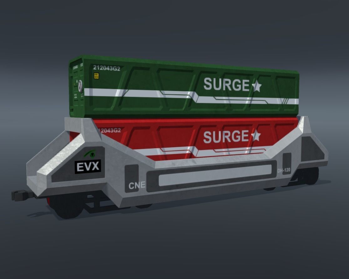 Sci-fi Train Set Low-poly 3D model_7