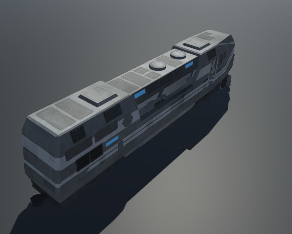 Sci-fi Train Set Low-poly 3D model_5
