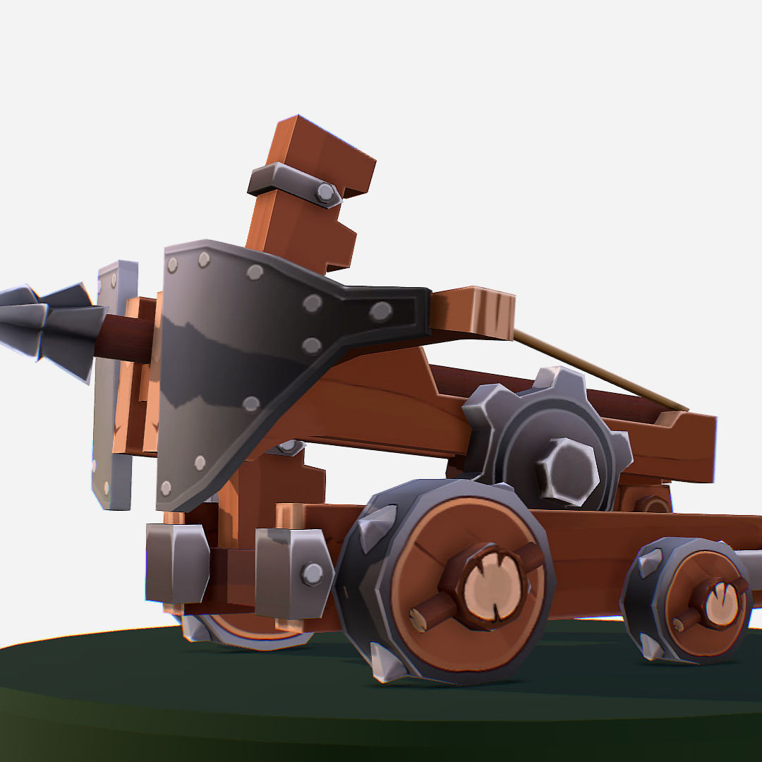 Medieval Ballista Handpaint Cartoon Low-poly 3D model_5