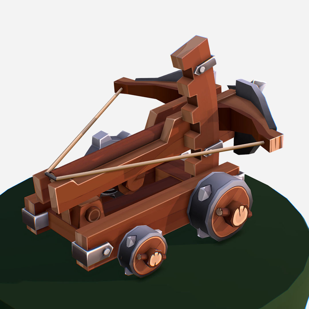 Medieval Ballista Handpaint Cartoon Low-poly 3D model_16
