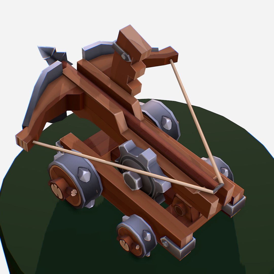 Medieval Ballista Handpaint Cartoon Low-poly 3D model_14