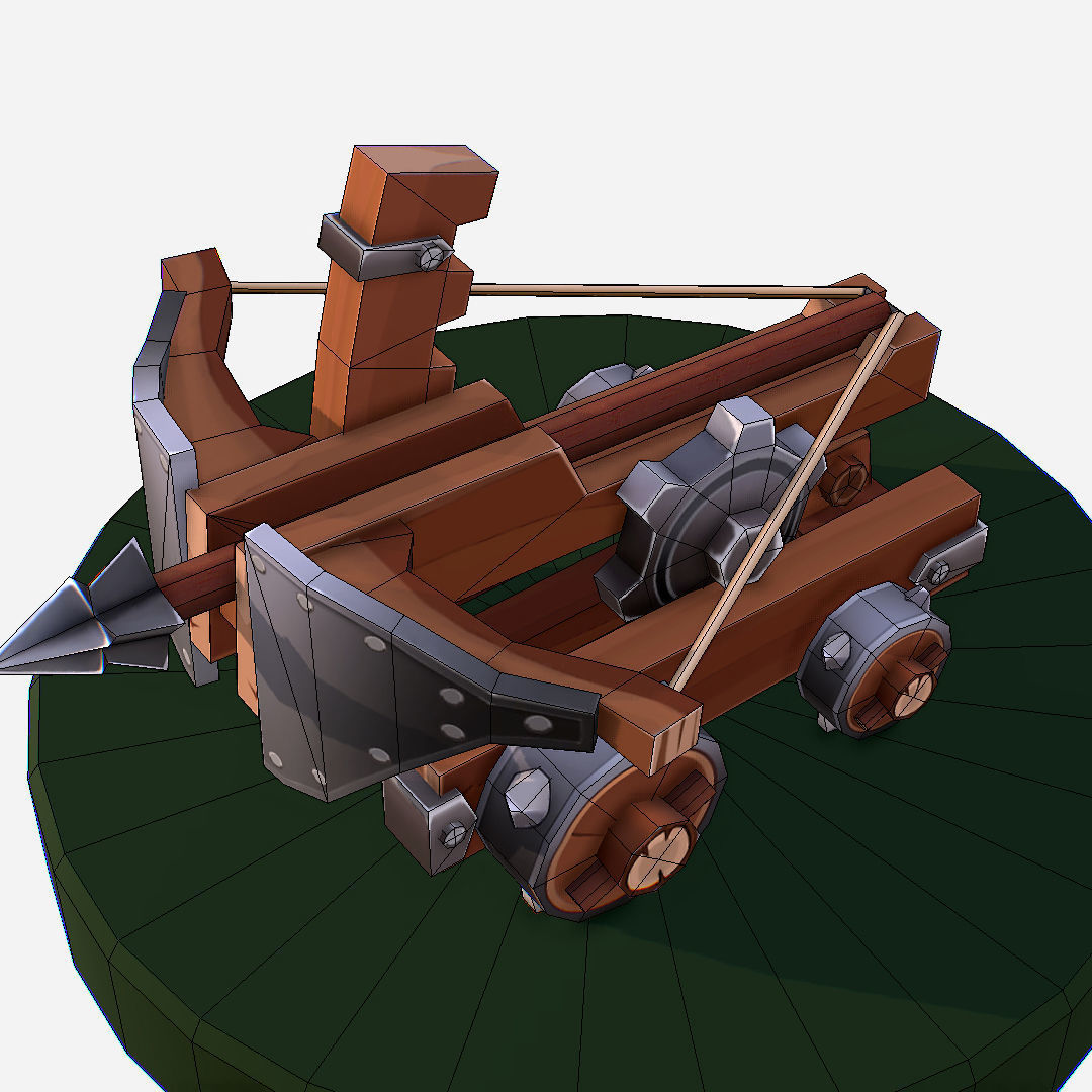 Medieval Ballista Handpaint Cartoon Low-poly 3D model_26
