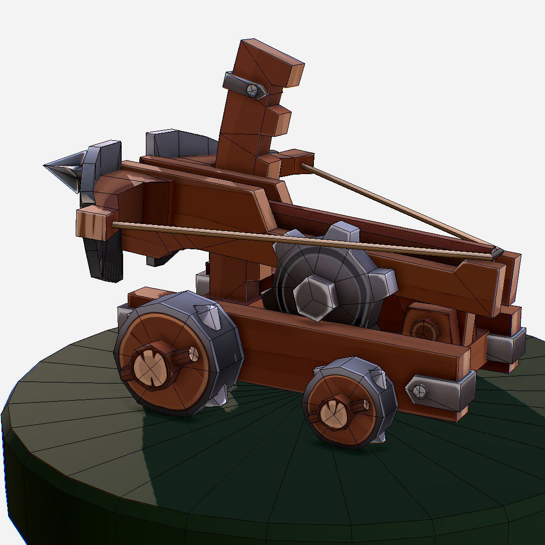 Medieval Ballista Handpaint Cartoon Low-poly 3D model_27