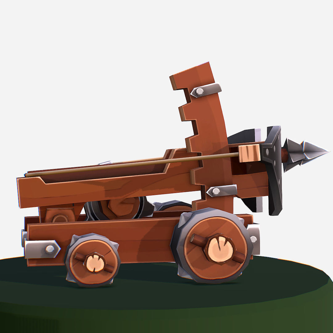 Medieval Ballista Handpaint Cartoon Low-poly 3D model_10