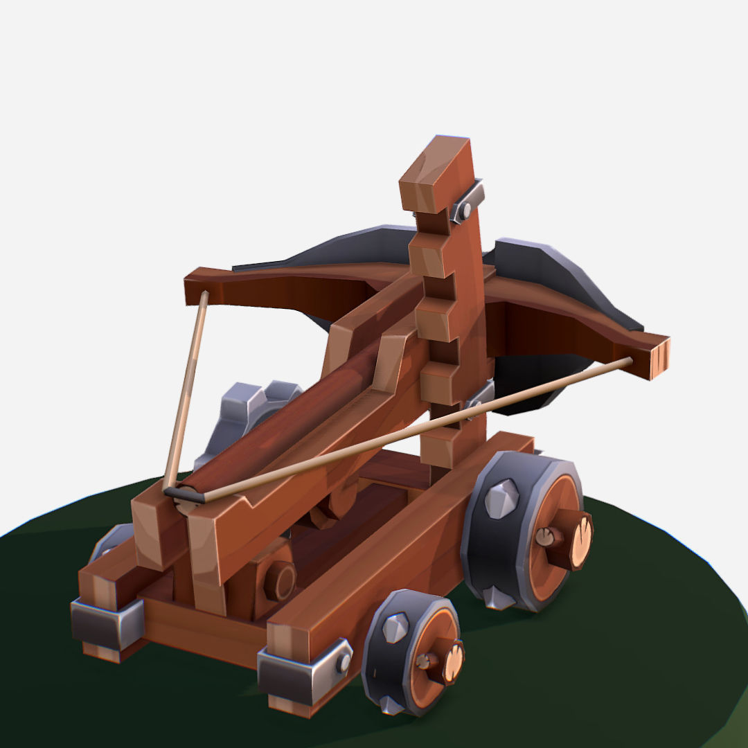 Medieval Ballista Handpaint Cartoon Low-poly 3D model_11