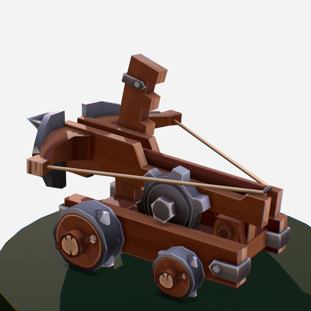 Medieval Ballista Handpaint Cartoon Low-poly 3D model_7