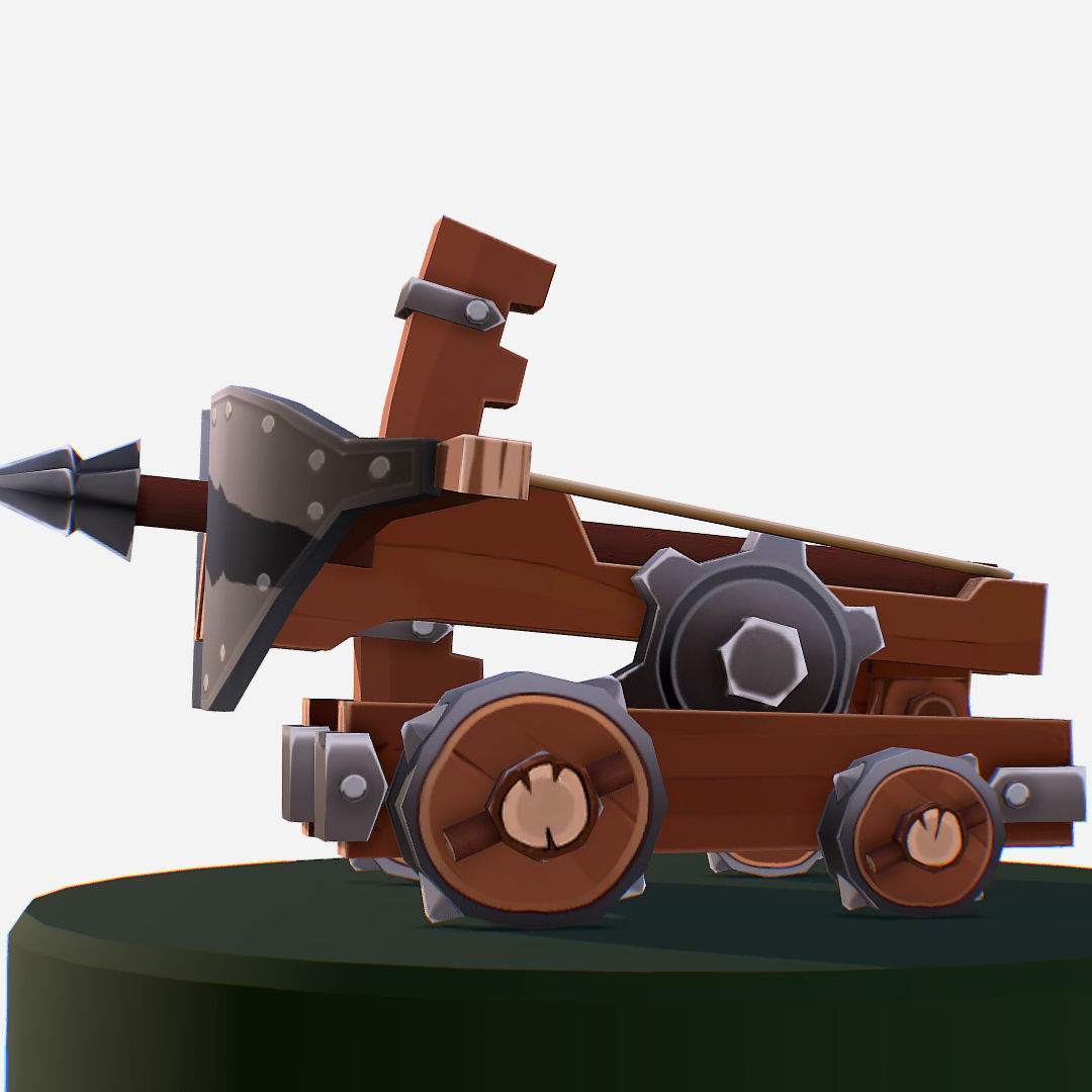 Medieval Ballista Handpaint Cartoon Low-poly 3D model_6