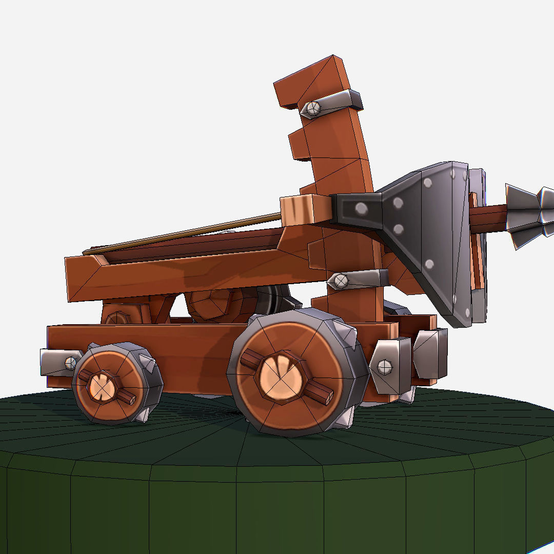 Medieval Ballista Handpaint Cartoon Low-poly 3D model_21