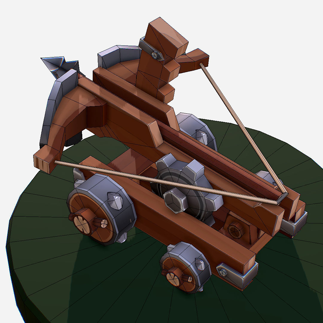 Medieval Ballista Handpaint Cartoon Low-poly 3D model_25