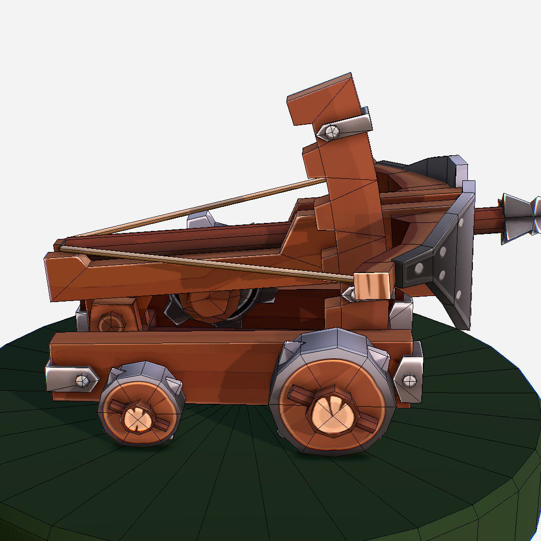 Medieval Ballista Handpaint Cartoon Low-poly 3D model_18