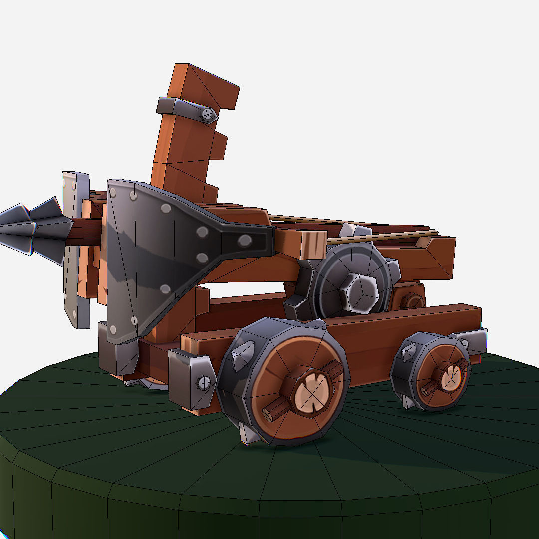 Medieval Ballista Handpaint Cartoon Low-poly 3D model_22
