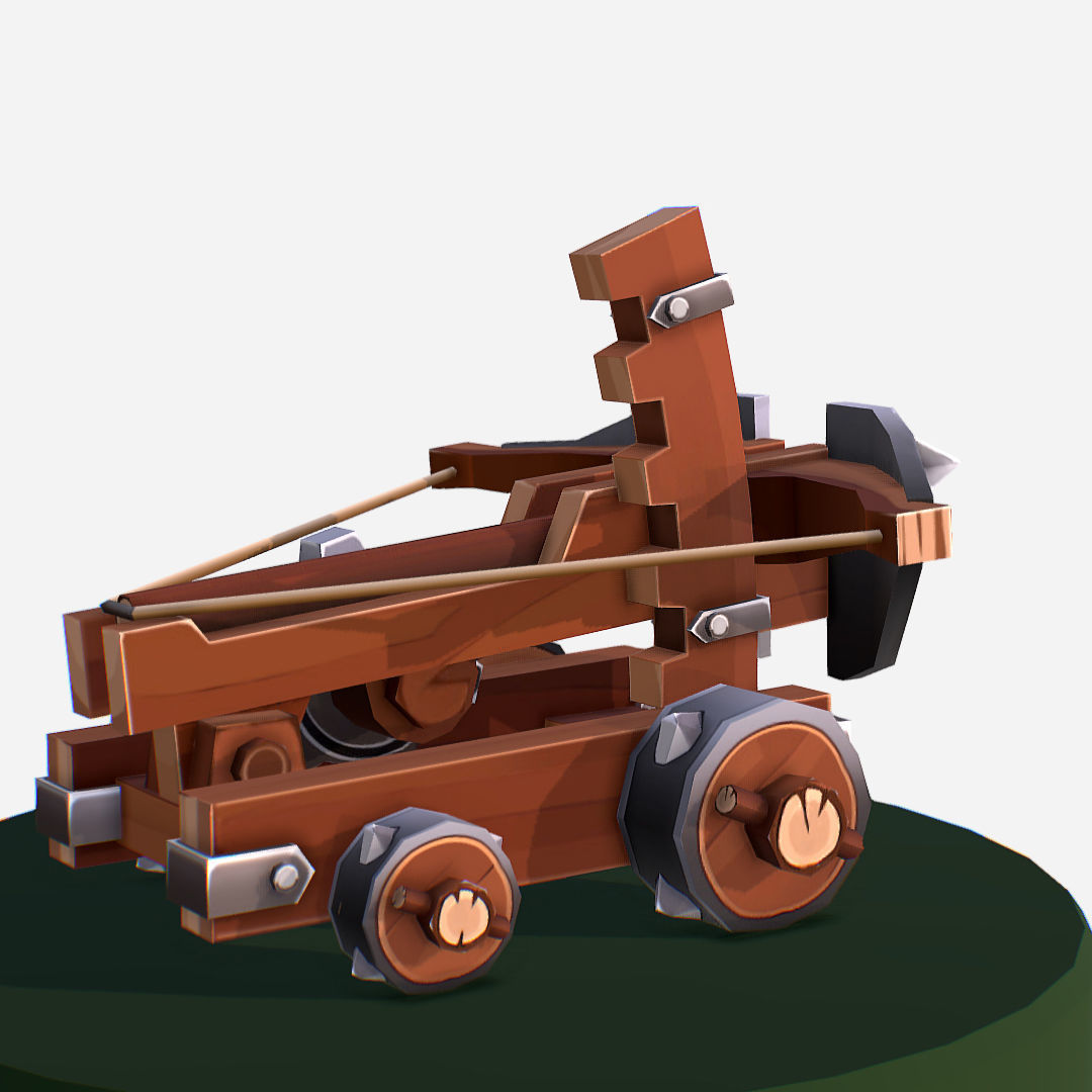 Medieval Ballista Handpaint Cartoon Low-poly 3D model_9