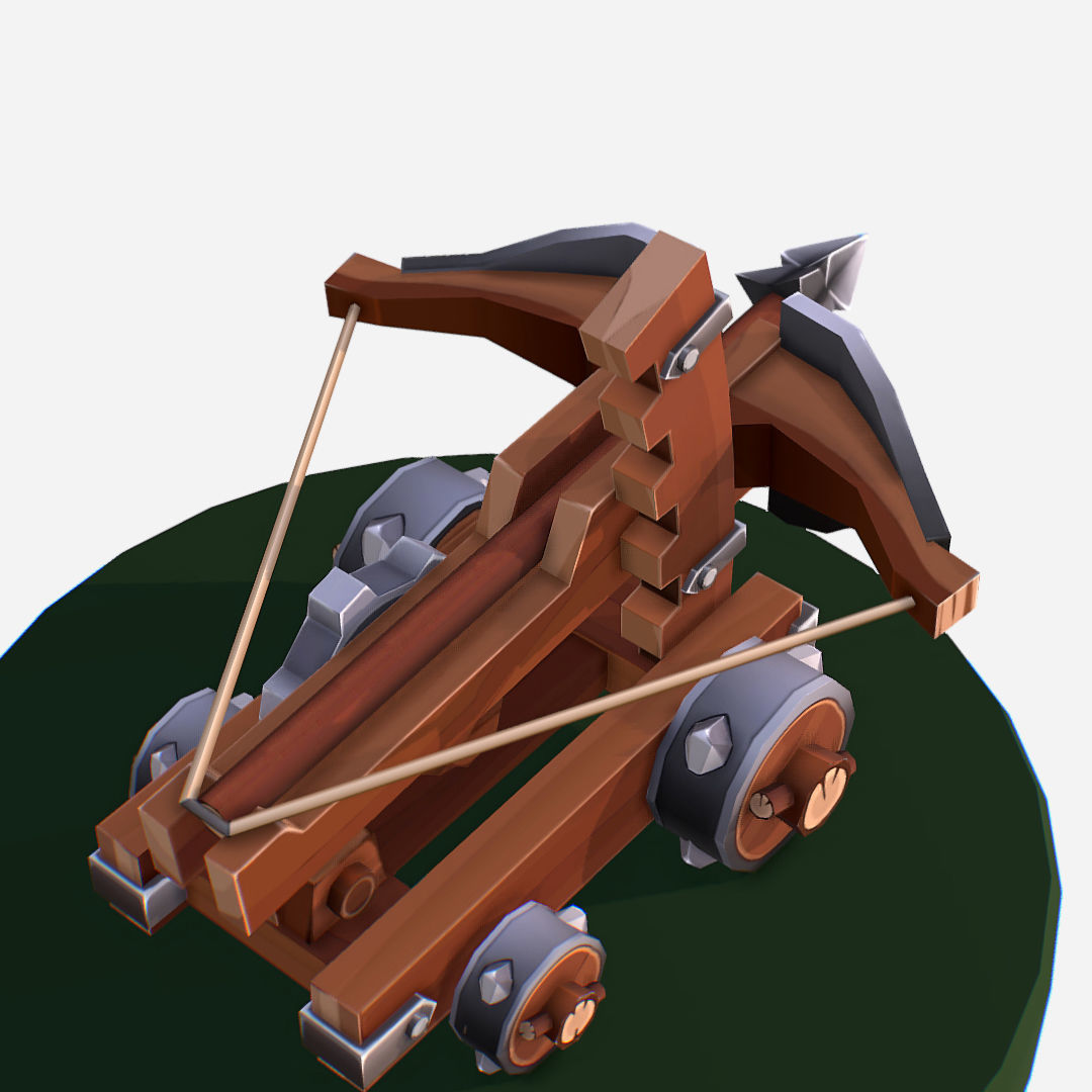 Medieval Ballista Handpaint Cartoon Low-poly 3D model_12