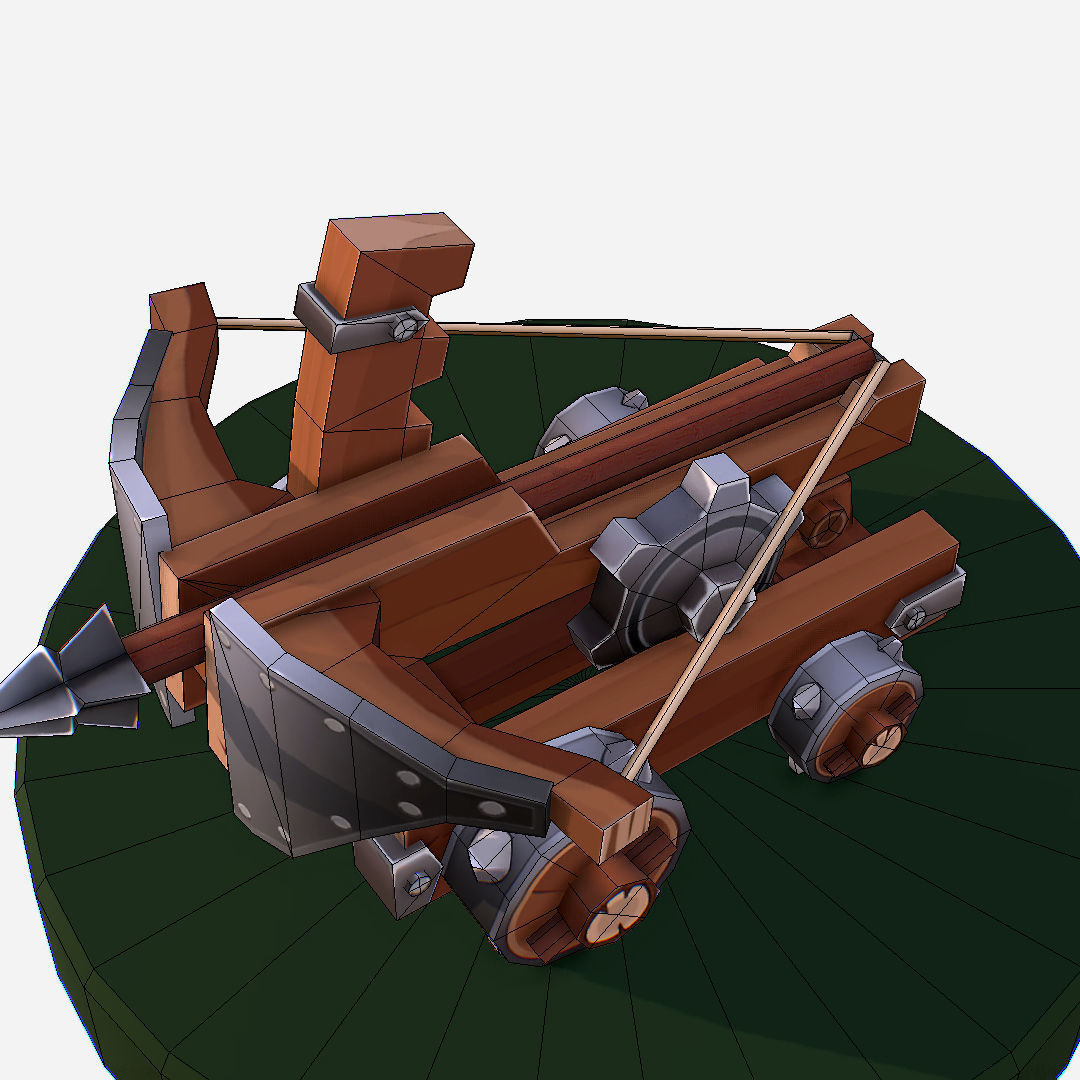 Medieval Ballista Handpaint Cartoon Low-poly 3D model_24