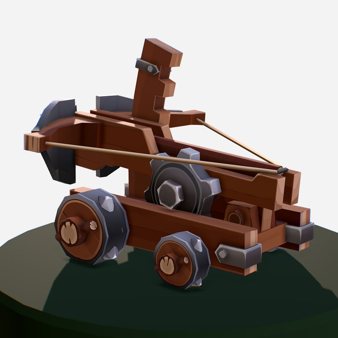 Medieval Ballista Handpaint Cartoon Low-poly 3D model_15