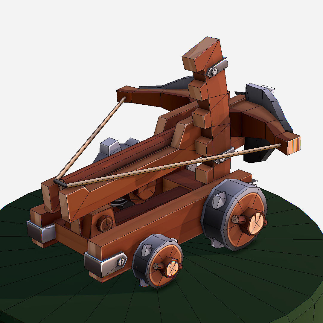 Medieval Ballista Handpaint Cartoon Low-poly 3D model_17