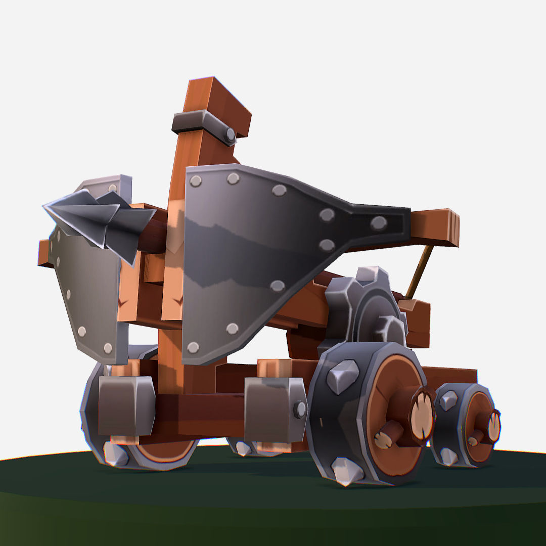 Medieval Ballista Handpaint Cartoon Low-poly 3D model_2