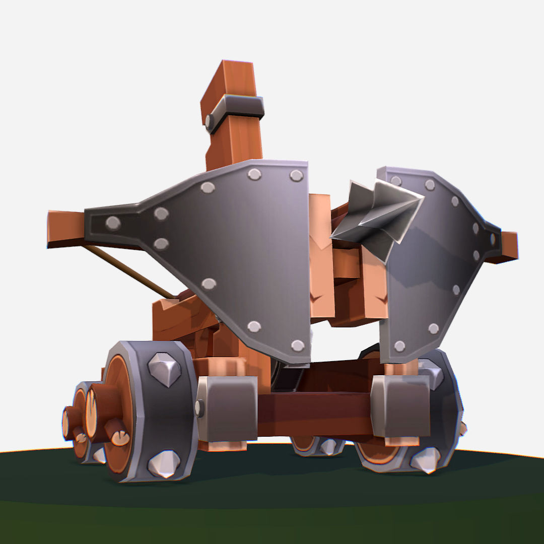 Medieval Ballista Handpaint Cartoon Low-poly 3D model_4