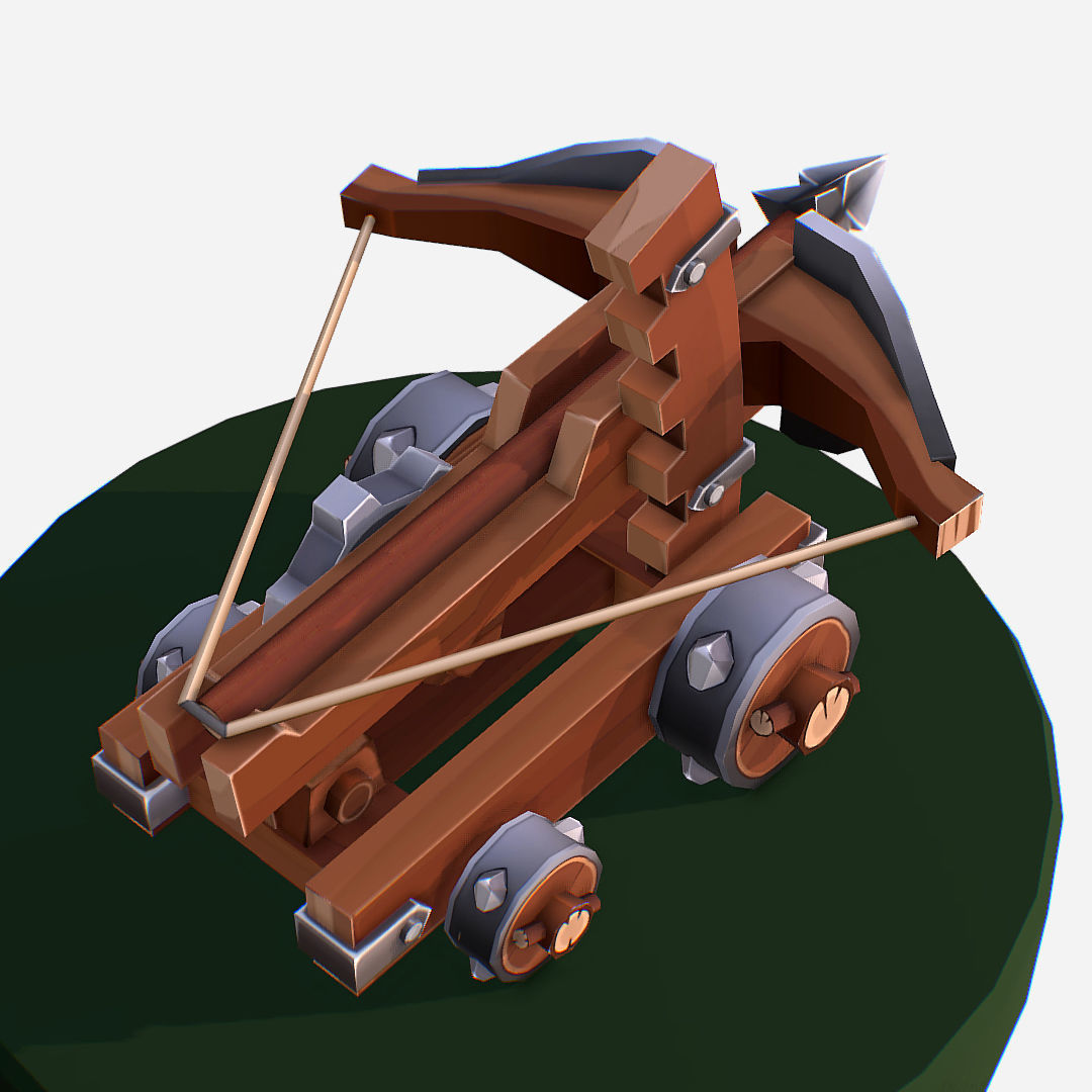 Medieval Ballista Handpaint Cartoon Low-poly 3D model_13