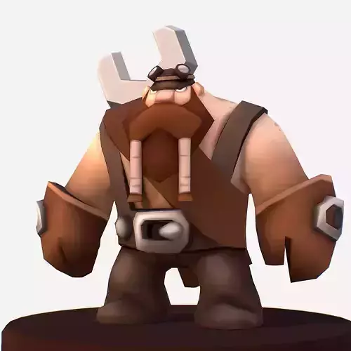 Handpaint Cartoon Gnome Master Character Low-poly 3D model